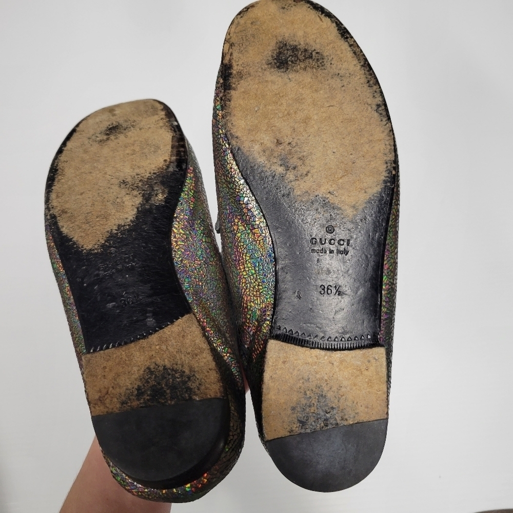 Gucci 60th Anniversary 1953 Holographic Tan Leather Horsebit Loafers 36.5 6.5 - Picture 5 of 9